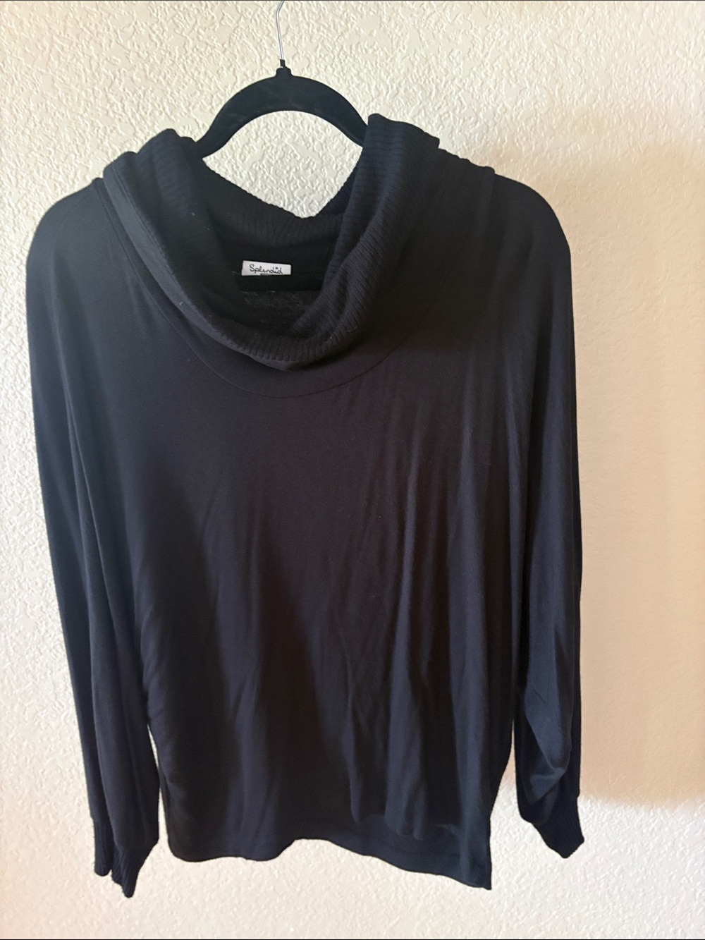 Splendid Black Draped Cowl Neck Sweater